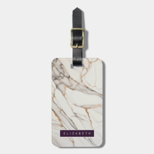 White Marble Luggage Tags
