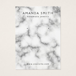 White marble minimalist earring display card