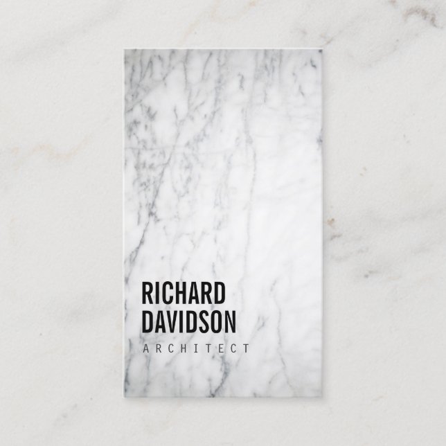 White Marble Modern and Professional Business Card (Front)