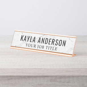 White Marble Modern Office Employee Desk Name Plate