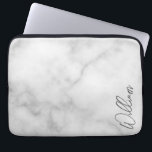White Marble Modern Script Personalised Name Laptop Sleeve<br><div class="desc">Modern Minimalist Personalised Name Gifts 
This design features personalised name in grey modern handwriting script font on white marble background.

Perfect as holiday gifts for him,  father's day gifts and gifts for any special occasions.</div>