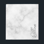 White Marble Modern Script Personalised Name Notepad<br><div class="desc">Modern Minimalist Personalised Name Gifts
This design features personalised name in grey modern handwriting script font on white marble background.</div>