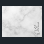 White Marble Modern Script Personalised Name Notepad<br><div class="desc">Modern Minimalist Personalised Name Gifts
This design features personalised name in grey modern handwriting script font on white marble background.</div>