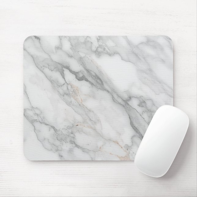 White Marble Mouse Mat (With Mouse)