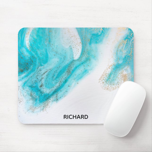White Marble Mouse Mat (With Mouse)