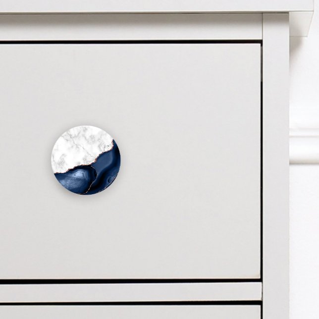 White Marble Navy Blue Agate Rose Gold Glitter Ceramic Knob (Creator Uploaded)