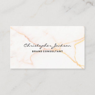 White Marble Orange Background Business Card
