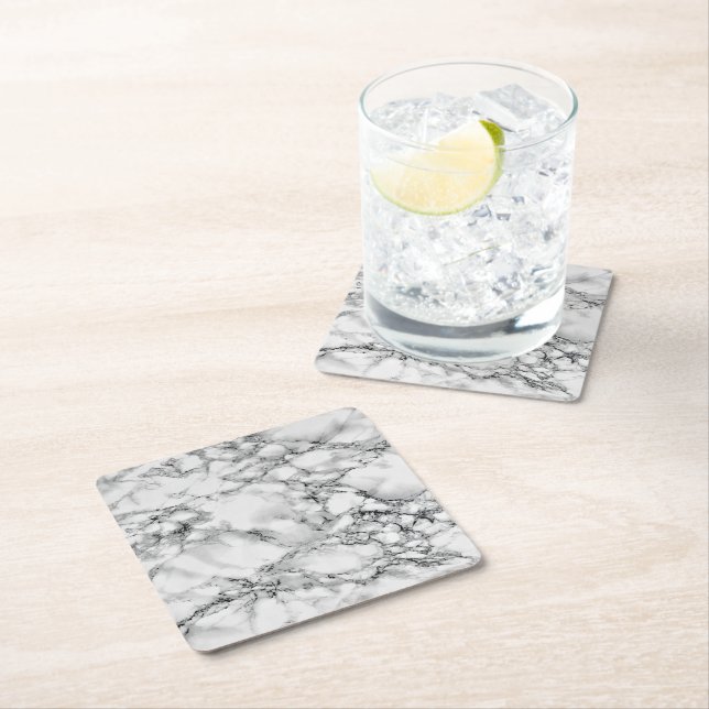 White Marble Paper Coaster (Insitu)