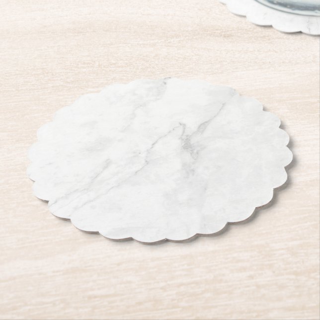  White Marble Paper Coaster (Angled)