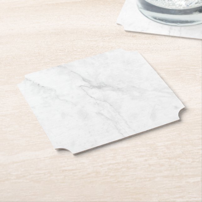  White Marble Paper Coaster (Angled)