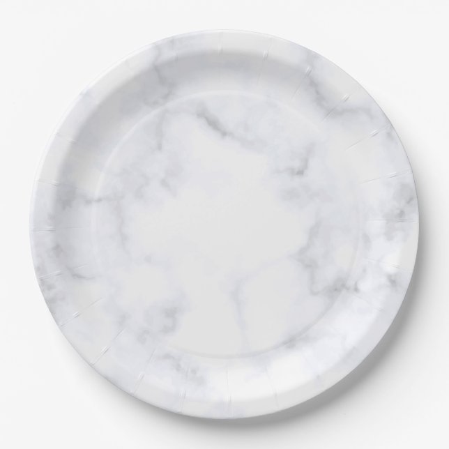 White Marble Paper Plate (Front)