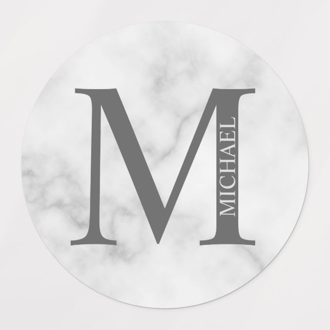 White Marble Personalised Monogram and Name (Design 1)