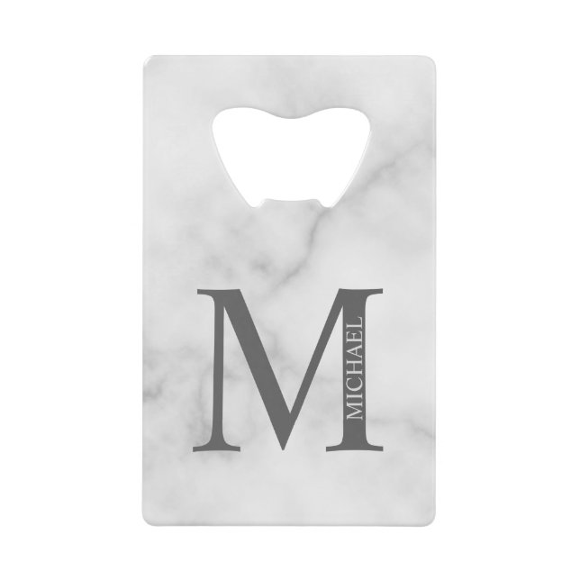White Marble Personalised Monogram and Name  (Front)