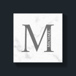 White Marble Personalised Monogram and Name Canvas Print<br><div class="desc">Personalised Monogram and Name Design
features personalised monogram and name in classic serif font style.

Perfect as home decors,  housewarming gifts,  holiday gifts for family,  newlyweds and more.</div>