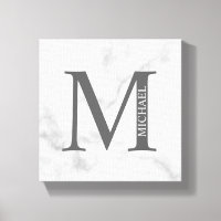 White Marble Personalised Monogram and Name