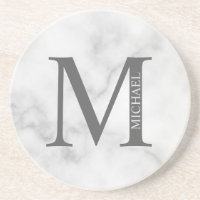 White Marble Personalised Monogram and Name