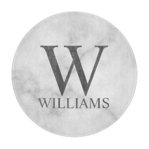 White Marble Personalised Monogram and Name Cutting Board