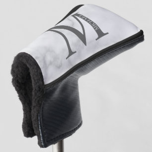 White Marble Personalised Monogram and Name Golf Head Cover