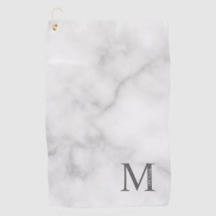 White Marble Personalised Monogram and Name Golf Towel