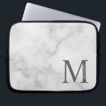 White Marble Personalised Monogram and Name Laptop Sleeve<br><div class="desc">Personalised Monogram and Name Gifts
featuring personalised monogram and name in classic serif font style.</div>