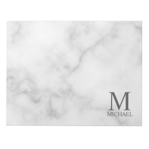 White Marble Personalised Monogram and Name Notepad