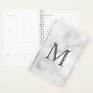 White Marble Personalised Monogram and Name Planner