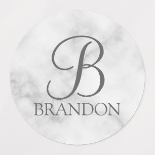 White Marble Personalised Script Monogram and Name