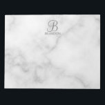 White Marble Personalised Script Monogram and Name Notepad<br><div class="desc">Personalised Monogram and Name Gift
features personalised monogram in grey classic script font style and name in grey classic serif font style on white marble background.
Perfect as holiday gift, father's day gift and gift for any special occasions.</div>