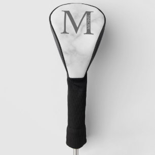White Marble Personalized Monogram and Name Golf Head Cover