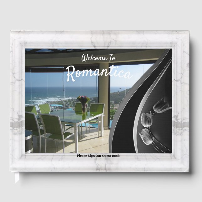 White Marble Photo Frame Guest Book (Front)