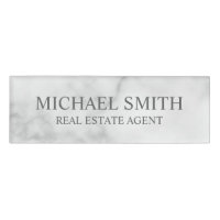 White Marble Professional Personalised Name Tag
