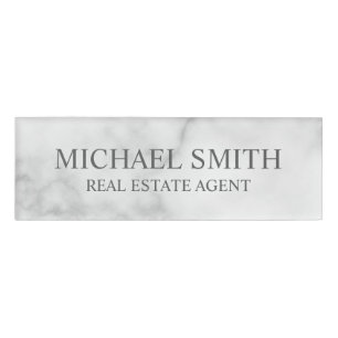 White Marble Professional Personalised  Name Tag