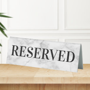 White Marble Reserved Table Sign