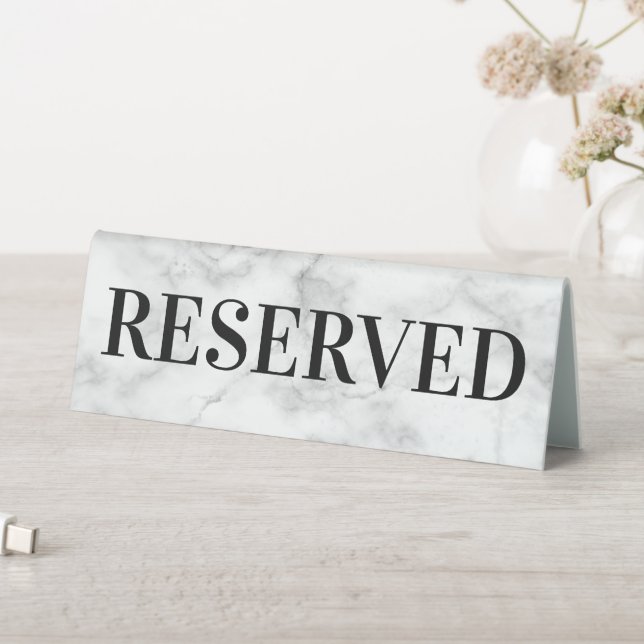 White Marble Reserved Table Sign (In SItu (Table))