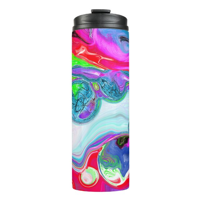 White Marble River Colourful Fluid Art  Thermal Tumbler (Front)