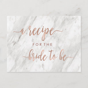 White Marble & Rose Gold Bridal Shower Recipe Card