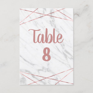 White Marble Rose Gold Triangle Table Numbers