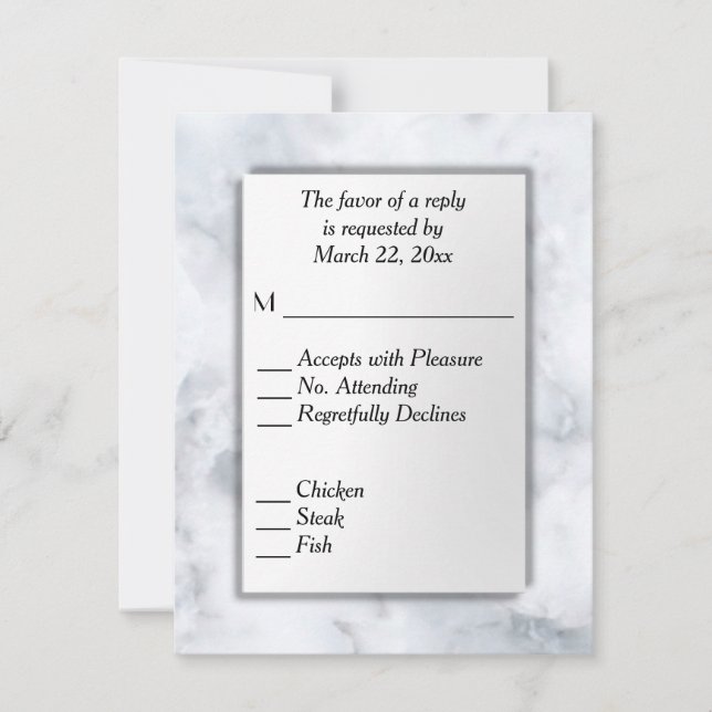 White Marble RSVP with Menu Choice (Front)