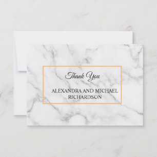 White Marble Script Thank You Card