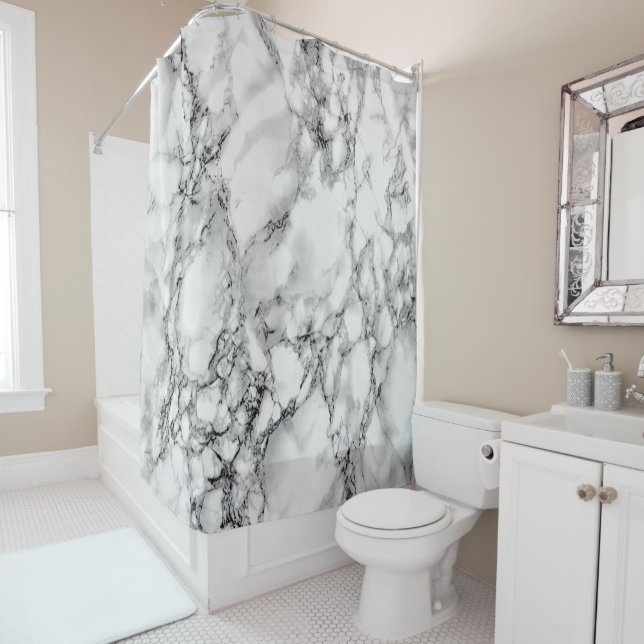 White Marble Shower Curtain (In Situ)