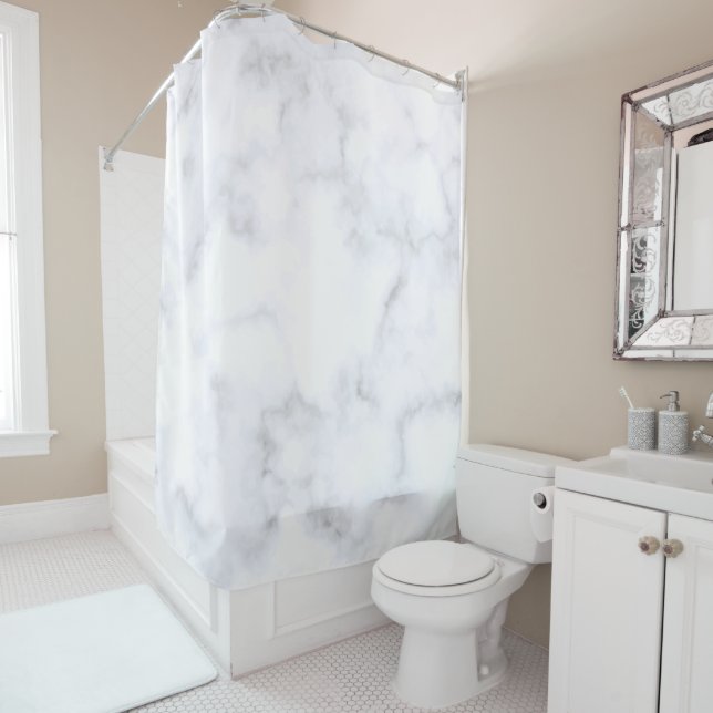White Marble Shower Curtain (In Situ)