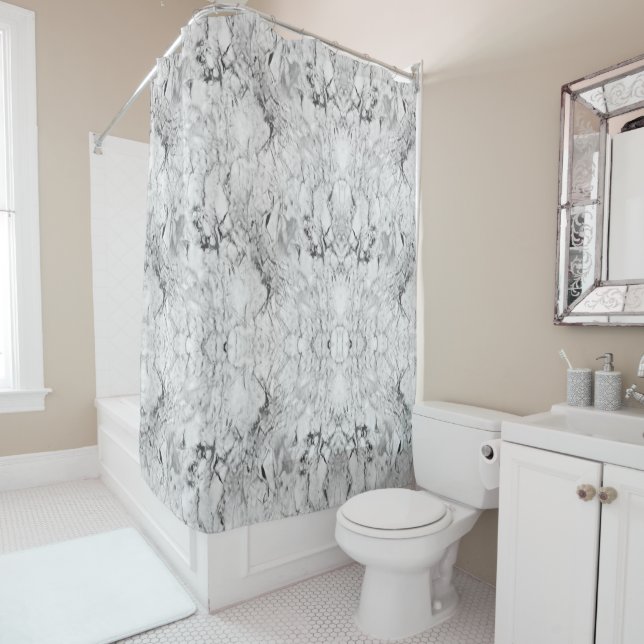 White Marble Shower Curtain (In Situ)