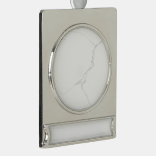 White Marble Silver Plated Banner Ornament