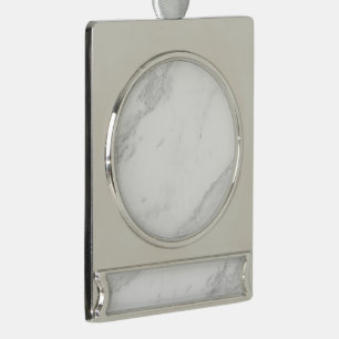 White Marble Silver Plated Banner Ornament