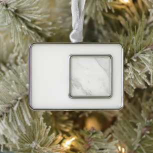White Marble Silver Plated Framed Ornament