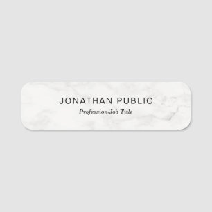 White Marble Simple Template Modern Professional Name Tag
