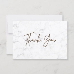 White Marble Simple  Thank You Card