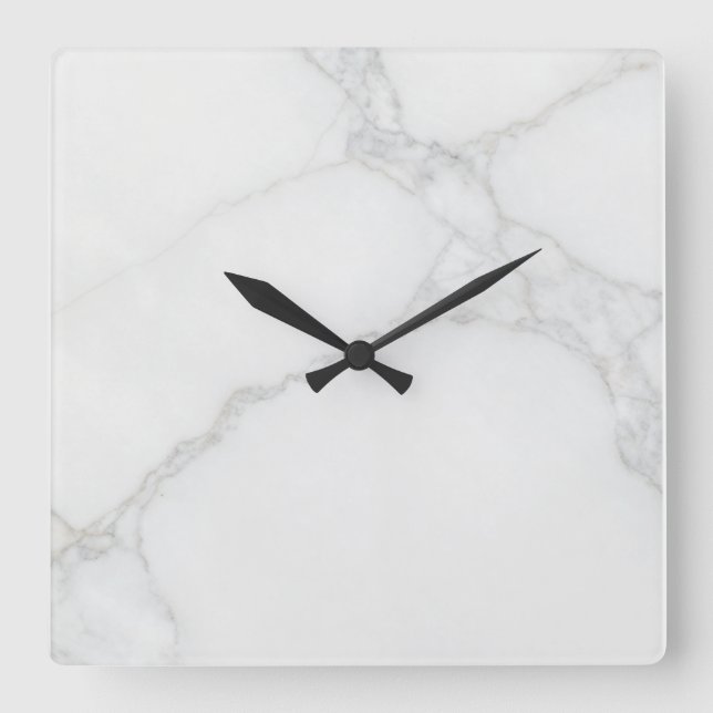 White Marble Square Wall Clock (Front)