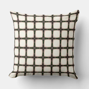 White Marble Squares in Green and Brown Design Cushion