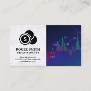 White Marble   Stock Market Graph   Coins Business Card